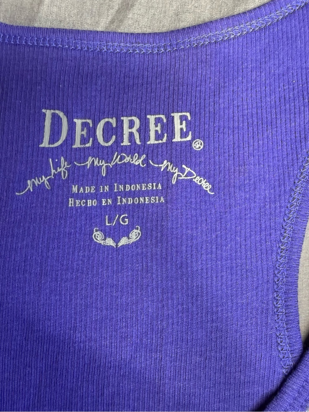 Decree Purple Ribbed Racerback Tank - Picture 2 of 5